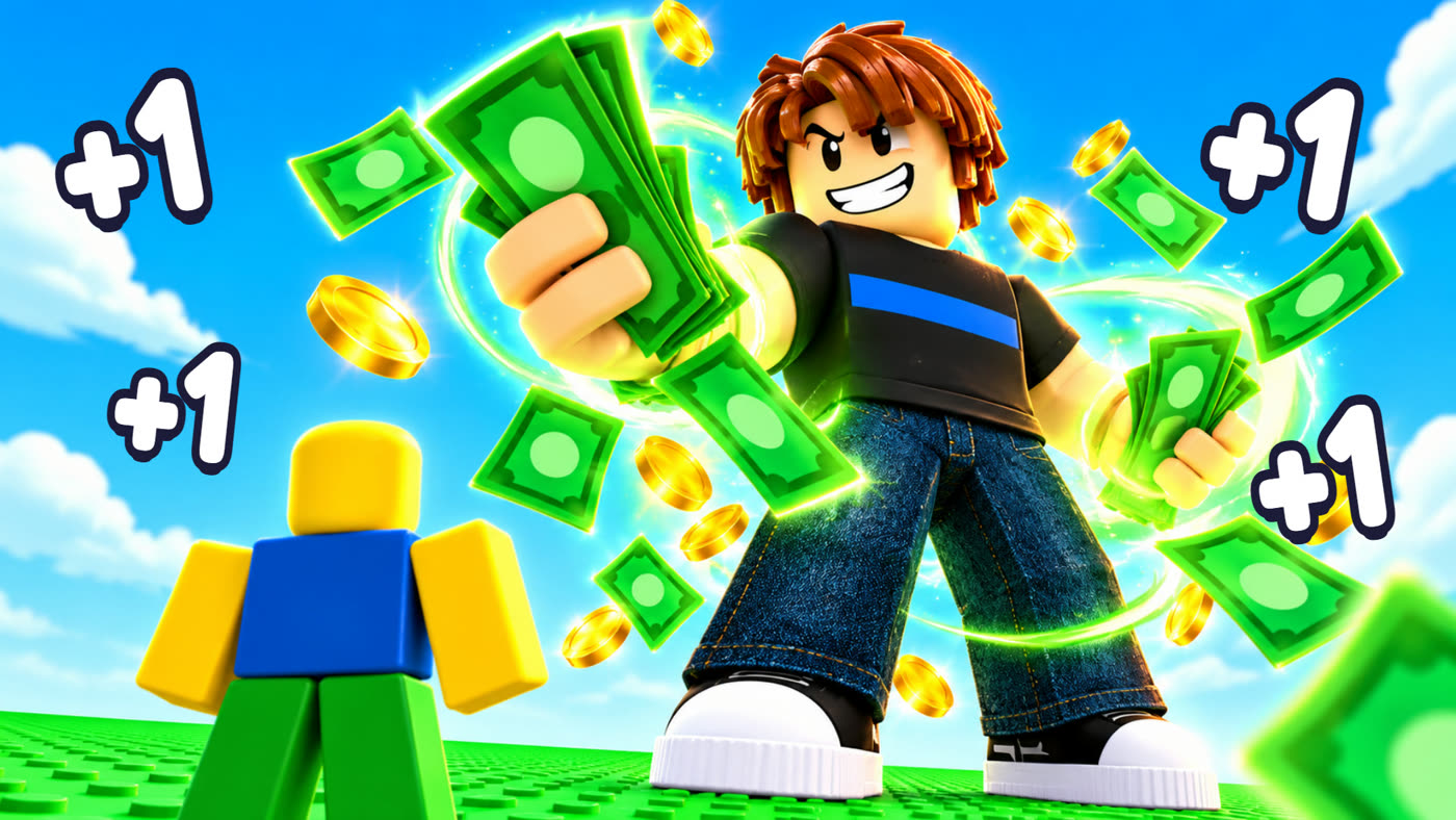 Ad: a giant player grabbing cash with +1s around him