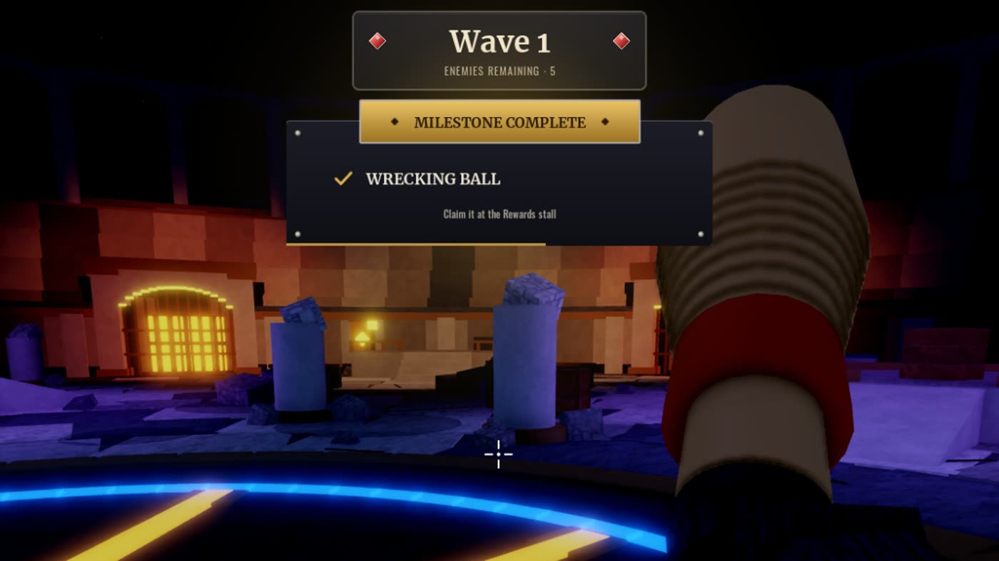 A MILESTONE COMPLETE card for Wrecking Ball under the Wave 1 card